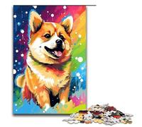 Rompecabezas de 1000 Piezas para Adultos Bebé Shiba Inu rodeado de Salpicaduras Muchos Colores Ideas de Regalos de Juguetes educativos intelectuales descompresores 1000 Piezas