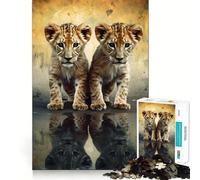 Rompecabezas de 1000 Piezas para Adultos Bebés Leones de la Selva,Arte de Ajuste, Desafío Mental,Diversión,Tiempo de Descanso,Juego,Regalo de Cumpleaños para la Mente (50x75cm)