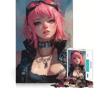 Rompecabezas de 1000 Piezas para Adultos Bella Jinete de Pelo Rosa,Arte de Bordes Exactos,Juego de ingenio,Regalo para Pasar un rato Agradable,Regalo Divertido de Navidad (50x75cm)