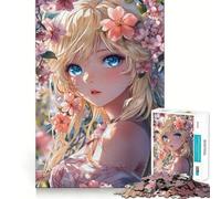 Rompecabezas de 1000 Piezas para Adultos Belleza Rubia Entre Flores Decoración de Ajuste, Juego cognitivo Divertido,Juego de Paz,Actividad de cumpleaños 50x75cm