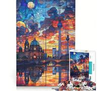 Rompecabezas de 1000 Piezas para Adultos: Berlín Crepúsculo, Juegos educativos, Actividades Divertidas para Hacer en casa, Lista de Deseos con Papá Noel 38x26cm
