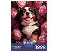 Rompecabezas De 1000 Piezas para Adultos Bernese Mountain Dog Puppy in Roses Rompecabezas para Adultos Juegos De Relajación Una Obra De Arte Regalos para Amigos Y Familiares 70x50cm/1000pcs