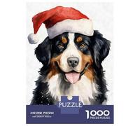 Rompecabezas De 1000 Piezas para Adultos Bernese Mountain Dog Santa Rompecabezas para Adultos Juegos Familiares para La Diversión Familiar Regalo De Cumpleaños, Regalos, 52x38cm/1000pcs