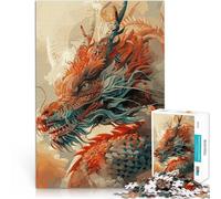 Rompecabezas de 1000 Piezas para Adultos Bestia Dragón Blanco de Fantasía Actividad Familiar Toda la Familia. 75x50cm