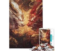 Rompecabezas de 1000 Piezas para Adultos Bestias míticas chocando Entre Llamas Doradas Ayuda a ejercitar el Cerebro Actividades Familiares Juegos relajantes para Mayores de 14 años Juego (38x26cm)