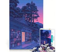 Rompecabezas de 1000 Piezas para Adultos: Biblioteca Japonesa al Atardecer, Juego Imposible, Actividades Divertidas para Hacer en casa, colección de Artistas, Bellas Artes 50x75cm