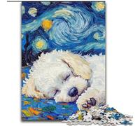 Rompecabezas de 1000 Piezas para Adultos Bichón Frisé Cielo Nocturno de cartón tamaño 26x38cm Juego de ingenio para decoración del hogar para Adolescentes e interacción Familiar