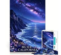 Rompecabezas de 1000 Piezas para Adultos Big Sur California Noche Estrellada Juego de Ajuste Exacto Juego de ingenio Regalo Juego de Juego Libre Regalo de cumpleaños (50x75cm)