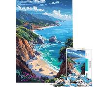 Rompecabezas de 1000 Piezas para Adultos Big Sur California Pixel para Juegos educativos Juegos de desafío Juguetes Juegos Familiares desafíos difíciles Ideas para Regalos (tamaño 38x26cm)