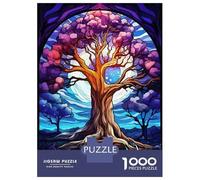 Rompecabezas De 1000 Piezas para Adultos Big Tree Stained Glass Rompecabezas De Juguete Decoración De Pared Una Obra De Arte Cumpleaños Y Navidad 52x38cm/1000pcs