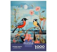 Rompecabezas De 1000 Piezas para Adultos Birds in The Garden Art Print Rompecabezas para Adultos Juego De Ingenio Carrera De Velocidad De Manos Regalos para Reducir El Estrés 52x38cm/1000pcs