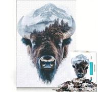 Rompecabezas de 1000 Piezas para Adultos, Bison Mountain Double Exposure, Juguetes para armar, interacción Entre Padres e Hijos, colección de Artistas, Bellas Artes 50x75cm