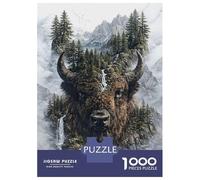 Rompecabezas De 1000 Piezas Para Adultos Bison The Majestic Defender of Nature’s Domain Rompecabezas Para Adultos Juguetes Antiestrés Carrera De Velocidad Manual Interacción Entre Padres E Hijos 70x50