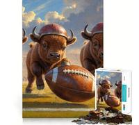 Rompecabezas de 1000 Piezas para Adultos Bisontes,becerros,fútbol Americano clásico,Juego de Corte sin Costuras,Juego de ingenio,Juego Casual, (38x52cm)