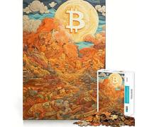 Rompecabezas de 1000 Piezas para Adultos Bitcoin Amanecer Bordes Lisos Juguete de construcción para concentrarse Juego de Entretenimiento Escena navideña Arte (38x52cm)