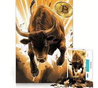 Rompecabezas de 1000 Piezas para Adultos Bitcoin Bull,articulación precisa,Divertido,Juego Inteligente,Regalo,Tiempo de Juego,decoración de cumpleaños (38x26cm)