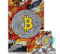 Rompecabezas de 1000 Piezas para Adultos, Bitcoin Dorado, Juego Familiar para aliviar el estrés, desafío difícil y fomentar el Amor en Pareja (38x26cm)