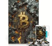 Rompecabezas de 1000 Piezas para Adultos: Bitcoin en una Roca, Juguete antiestrés, decoración, póster y Hoja de Preguntas a Juego 38x26cm