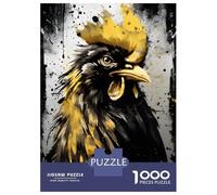 Rompecabezas De 1000 Piezas para Adultos Black and Gold Rooster Rompecabezas para Adultos Juegos Divertidos Una Obra De Arte Oferta como Regalos para Toda La Familia 70x50cm/1000pcs
