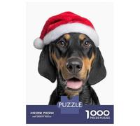 Rompecabezas De 1000 Piezas Para Adultos Black And Tan Coonhound Dog with Santa Hat Rompecabezas Para Adultos Juegos Familiares Pero Regalos Divertidos Y Humorísticos Para Amigos Y Familiares 70x50cm/