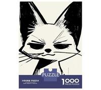 Rompecabezas De 1000 Piezas para Adultos Black and White Fox Illustration Rompecabezas para Adultos Juegos De Relajación para La Diversión Familiar Interacción Entre Padres E Hijos 38x26cm/1000pcs