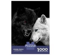 Rompecabezas De 1000 Piezas para Adultos Black and White Wolves Love Rompecabezas para Adultos Juguete Decoración De Pared Regalos para Mujeres para Cumpleaños, Navidad 38x26cm/1000pcs