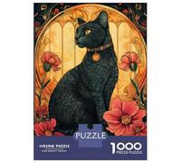Rompecabezas De 1000 Piezas para Adultos Black Cat Art Deco Rompecabezas para Adultos Juego Práctico Decoración del Hogar Difícil Y Desafiante 38x26cm/1000pcs