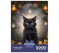 Rompecabezas De 1000 Piezas para Adultos Black Cat Christmas Rompecabezas para Adultos Juegos Relajantes Pero Divertidos Y Humorísticos Desafiante De Completar 38x26cm/1000pcs