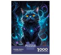 Rompecabezas De 1000 Piezas para Adultos Black Cat in Neon Space Rompecabezas para Adultos Juguetes DIY Una Obra De Arte Regalo De Cumpleaños, Regalos, 38x26cm/1000pcs