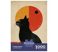Rompecabezas De 1000 Piezas para Adultos Black Cat Minimalist Art Rompecabezas para Adultos Juguetes Antiestrés Análisis Y Lógica Desafiante De Completar 38x26cm/1000pcs