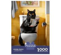 Rompecabezas De 1000 Piezas para Adultos Black Cat on The Toilet Rompecabezas para Adultos Juegos Relajantes Regalos para Mujeres Regalos para Reducir El Estrés 70x50cm/1000pcs