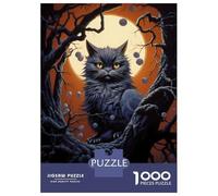Rompecabezas De 1000 Piezas para Adultos Black Cat Under Full Moon Rompecabezas para Adultos Juguete Decoración De Pared Regalos para Mujeres Difícil Y Desafiante 52x38cm/1000pcs