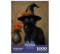 Rompecabezas De 1000 Piezas para Adultos Black Cat Witch Rompecabezas para Adultos Juguete Decoración De Pared Decoración del Hogar Interacción Entre Padres E Hijos 52x38cm/1000pcs