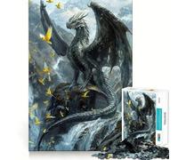 Rompecabezas de 1000 Piezas para Adultos Black Dragon Sovereign Edge Play,Juego Que estimula la Mente,Juego de Ocio,Arte de Escena navideña 38x52cm