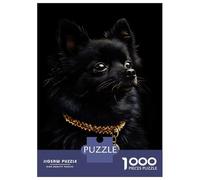 Rompecabezas De 1000 Piezas para Adultos Black & Gold Pomeranian Rompecabezas Juego De Ingenio Carrera De Velocidad De Manos Interacción Entre Padres E Hijos 52x38cm/1000pcs