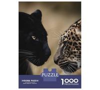 Rompecabezas De 1000 Piezas para Adultos Black Panther and Leopard Close-Up Rompecabezas para Adultos Juegos Relajantes Regalos para Mujeres Desafiantes para Completar 52x38cm/1000pcs