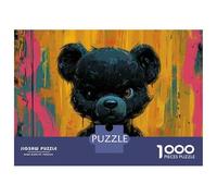 Rompecabezas De 1000 Piezas para Adultos Black Teddy Bear Wall Art Print Rompecabezas para Adultos Juego De Ingenio Desafío Difícil Desafiante De Completar 38x26cm/1000pcs