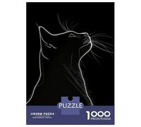 Rompecabezas De 1000 Piezas para Adultos Black White Cute Cat Silhouette Rompecabezas Práctico Juego Decoración del Hogar Cumpleaños Y Navidad 38x26cm/1000pcs