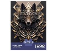 Rompecabezas De 1000 Piezas para Adultos Black Wolf Head Art Deco Rompecabezas para Adultos Juegos Familiares Desafío Difícil para Cumpleaños, Navidad 38x26cm/1000pcs