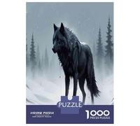 Rompecabezas De 1000 Piezas para Adultos Black Wolf Snowy Forest Rompecabezas para Adultos Juegos De Relajación Regalos para Mujeres Cumpleaños Y Navidad 70x50cm/1000pcs
