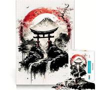 Rompecabezas de 1000 Piezas para Adultos,Blanco y Negro,Estilo Tradicional japonés,Ajuste, Juego para ejercitar la Mente,Regalo Ideal para Relajarse o para divertirse en cumpleaños 50x75cm