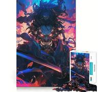 Rompecabezas de 1000 Piezas para Adultos Blaze of The Demon Samurai,Juego de Bordes limpios,Juego de lógica,Juego de Entretenimiento,decoración navideña 38x52cm