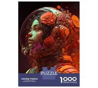 Rompecabezas De 1000 Piezas para Adultos Blood Red Floral Astronaut Rompecabezas para Adultos Juguetes Antiestrés Ensamblaje De Patrones Interacción Entre Padres E Hijos 38x26cm/1000pcs