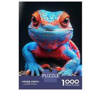 Rompecabezas De 1000 Piezas para Adultos Blue and Red Chameleon Portrait Rompecabezas para Adultos Juego Familiar Decoración De Pared Gran Regalo para Jugar 38x26cm/1000pcs