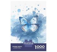Rompecabezas De 1000 Piezas para Adultos Blue Butterfly Watercolor Rompecabezas para Adultos Juegos Familiares Pero Regalos Divertidos Y Humorísticos para Amigos Y Familiares 52x38cm/1000pcs