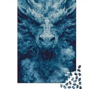 Rompecabezas De 1000 Piezas para Adultos Blue Dragon Head Statue Rompecabezas para Adultos Juegos Familiares Decoración Desafiante De Completar 52x38cm/1000pcs