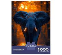 Rompecabezas De 1000 Piezas para Adultos Blue Elephant in Orange Forest Rompecabezas para Adultos Juguetes DIY Una Obra De Arte Regalo De Cumpleaños, Regalos, 52x38cm/1000pcs