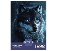 Rompecabezas De 1000 Piezas para Adultos Blue-Eyed Wolf -1 Rompecabezas para Adultos Juegos Divertidos Desafío Difícil Interacción Entre Padres E Hijos 70x50cm/1000pcs