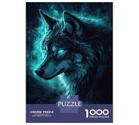 Rompecabezas De 1000 Piezas para Adultos Blue-Eyed Wolf Mystique Rompecabezas para Adultos Juegos Relajantes Que Mejoran La Memoria Interacción Entre Padres E Hijos 70x50cm/1000pcs