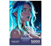Rompecabezas De 1000 Piezas para Adultos Blue-Haired Woman with Golden Attire Rompecabezas para Adultos: Análisis Práctico del Juego Y Lógica, Toda La Familia 38x26cm/1000pcs